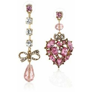 Betsey Johnson mismatch bow heart earrings